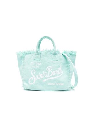 MC2 Saint Barth Spacious Textured Fabric Tote Bag with Fringed Edges