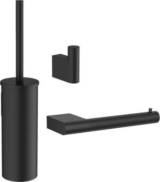 Crosswater MPRO toiletset - toiletborstelhouder - handdoekhaak - wcrolhouder - mat zwart