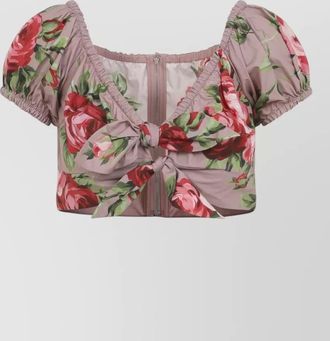 Dolce & Gabbana cotton floral-print v-neck cropped blouse
