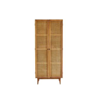 Tikamoon Armario de pino y rejilla de rat&aacute;n