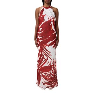 Hanita Rode Bloemen Maxi Jurk - Dames - Maxi kleedjes - Veelkleurig - S - Kleedjes