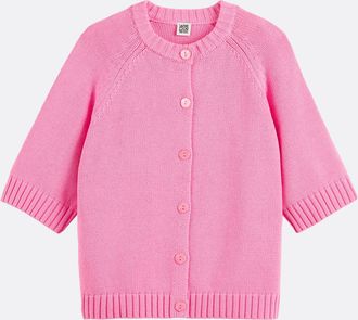 La Redoute Collections Button-down vest met ronde hals in grof gebreide stof