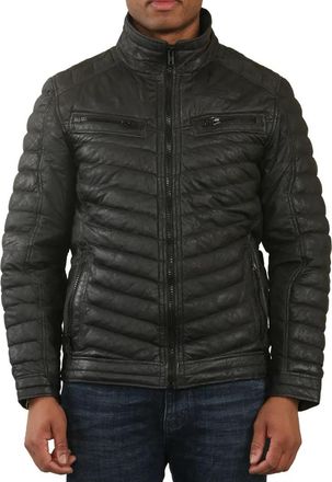 TruClothing Quilted Puffer Soft Napa Leather Jacket