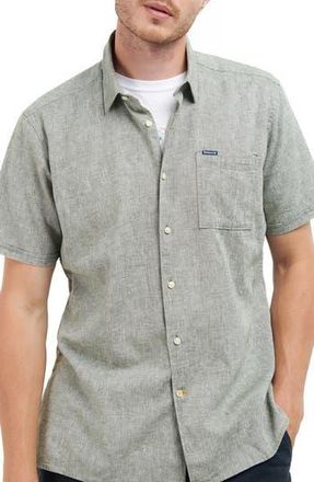 Barbour Nelson Linen & Cotton Button-Up Shirt in Bleached Olive at Nordstrom Rack, Size Xx-Large