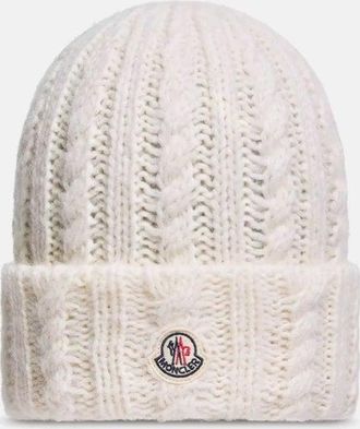 Moncler WOMENS ARCHIVE LOGO HAT Size: OS, colour: WHITE