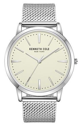 Kenneth Cole Classic Mesh Strap Watch, 44mm in Silver at Nordstrom Rack