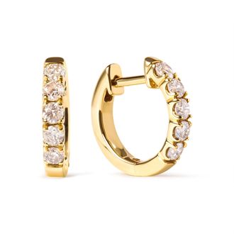 House of Brilliance 10K Yellow Gold 1/2 Cttw Round-Cut Diamond Hoop Earrings