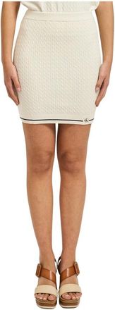 Calvin Klein Micro Kabel Gebreide Mini Rok - Dames - Korte rokken - Wit - L - Katoen - Rokken