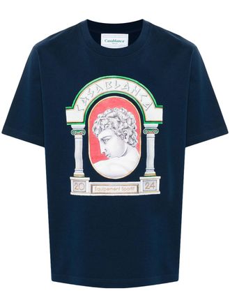 Casablanca Mens La Medaille Printed T-Shirt in Navy Cotton - Size Small