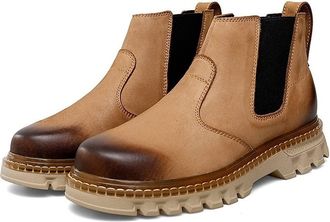 Generic Mens Chelsea Ankle Boots Round Burnished Toe Waterproof Leather Slip On Wearable Non Anti-slip Work Formal Slip On(Brown,7.5 UK)