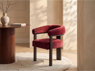 Pascal Morabito Sedia con braccioli in Tessuto testurizzato e Legno di hevea nero Bordeaux - LIVELIA di Pascal Morabito