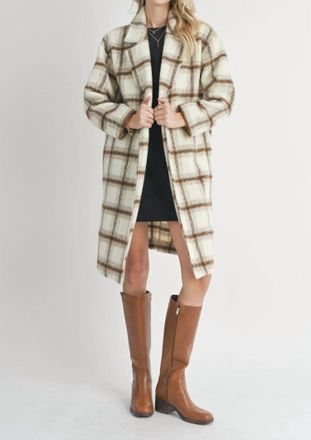 Sadie & Sage Emily Long Open Front Coat In Ivory