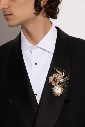 Dolce & Gabbana Crystal Brooch, Mens, Gold