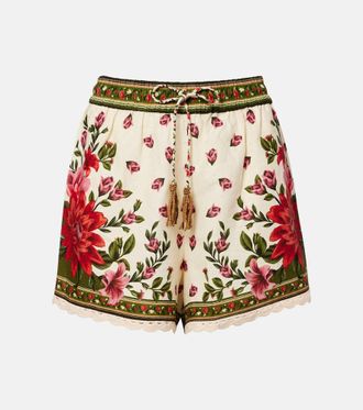 Farm Rio Wonder Rio crochet-trimmed linen-blend shorts