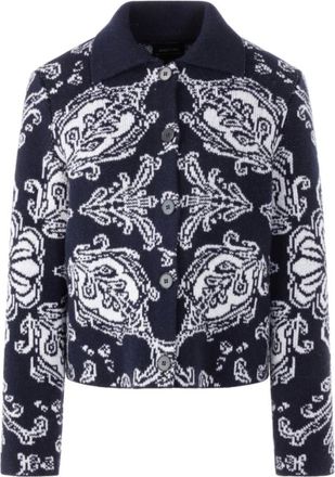 Marc Cain Jacquard Cardigan Rethink Together - Dames - Truien - Blauw - Maat: M Wol