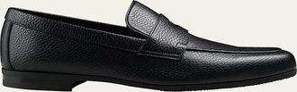 John Lobb Mens Thorne Soft Textured Leather Penny Loafers