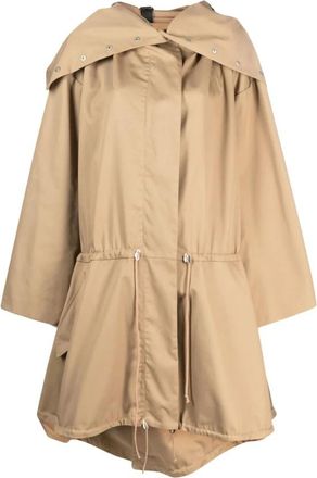 Niccol&ograve; Pasqualetti Beige Hoodie met Uitgesneden Details - Dames - Parka Jassen - Bruin - XS - Katoen - Jassen