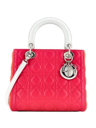 Dior Tricolor Lady Dior Bag Cannage Quilt Lambskin Medium satchel - Rosa