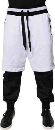 Dolce & Gabbana Mens Black White Cotton Layered Sweatpants Pants And Nylon