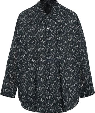 R13 Oversized Print Shirt - Dames - Overhemden - Zwart - M - Katoen - Overhemden