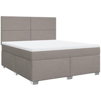 vidaXL Cama Box Spring Con Colch&oacute;n Tela Gris Taupe 180x200 Cm Vidaxl