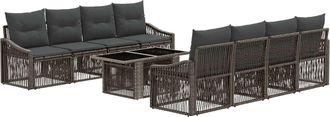 vidaXL Conjunto De Sof&aacute;s De Jard&iacute;n 9 Uds. Gris Y Gris Oscuro Vidaxl