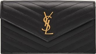 Saint Laurent Small YSL Wallet on Chain in Grain Leather