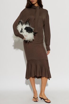 Jacquemus Long Dress Losange, Womens, Brown