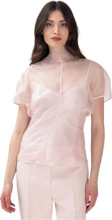 Federica Tosi Blusa Organza - Dames - Blouses - Roze - M - Organza - Overhemden