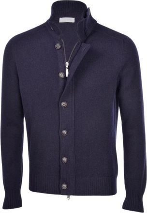 Gran Sasso Blauwe Zip Cardigan Sweater - Heren - Vesten - Blauw - 3XL - Wol - Truien & Vesten
