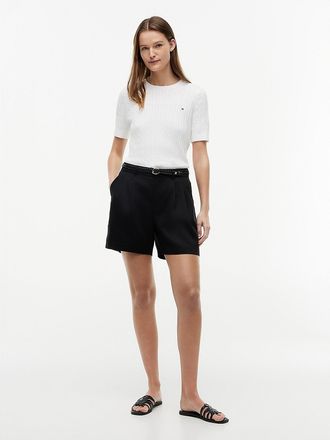 Tommy Hilfiger Womens Lightweight Pleated 5 Short - Black - XXS