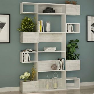 Dmora Librer&iacute;a Sally, Estanter&iacute;a 7 Estantes, Montaje En Pared, Soporta 25 Kg, 120x20x171h Cm Blanco