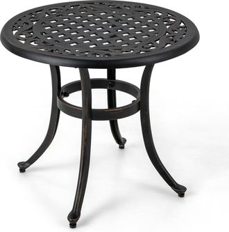 Costway Costwat Mesa Jardin Exterior, Mesa Auxiliar Redonda, Estructura De Metal, Almohadillas Ajustables, Mesa De Caf&eacute; Jardin Balc&oacute;n Terraza, 60 X 53 Cm, Car