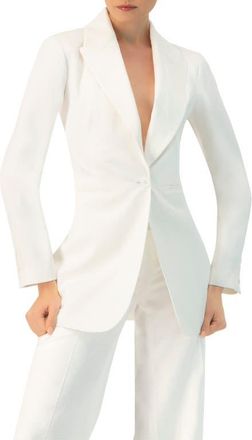 Ivonne Single Button Cotton Blazer in White at Nordstrom, Size 6