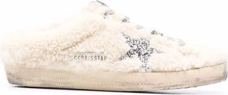 Golden Goose Super Star Sabot Shearling Upper Glitter Star