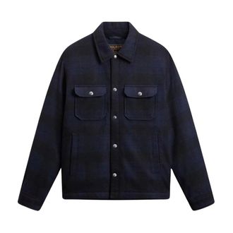 Woolrich Jassen, Heren, Blauw, S, Wol, Wool Check Alaskan Shirt Jacket