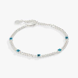 Alex and Ani December Birthstone Blue Zircon Curb Chain Bracelet in Silver at Nordstrom
