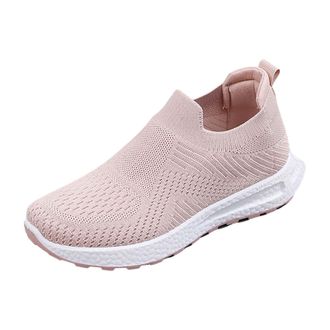 Generic Slip On Trainers Womens Knit Mesh Orthopedic Walking Shoes Lightweight Breathable Running Shoes Solid Color Tennis Walking Sneakers Gym Fitness Shoe H