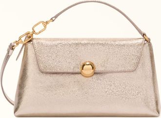 Furla Sfera Soft Borsa Mini Vaniglia Beige Pelle Di Vitello Piuma Metal Donna