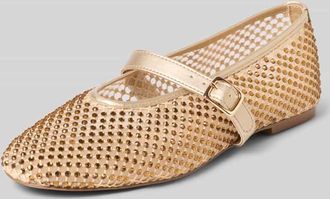 Inuovo Ballerina aus Mesh mit Ziersteinbesatz Modell Mary in Gold, Gr&ouml;&szlig;e 36