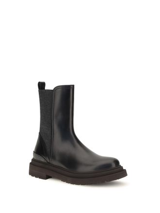 Brunello Cucinelli Leather Chelsea Ankle Chelsea Boot - Black