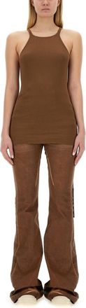 Rick Owens Brown Solid Halter Neck Top