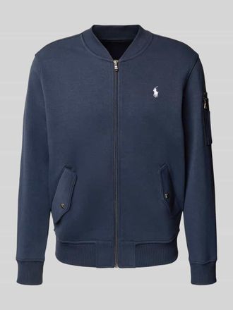 Polo Ralph Lauren Regular Fit Sweatjacke mit Logo-Stitching Modell Double in Marine, Gr&ouml;&szlig;e M