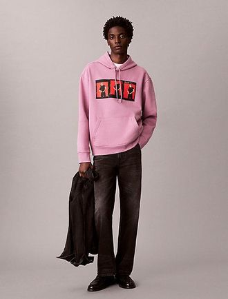 Calvin Klein Relaxed Kate Moss-hoodie van gewassen fleece met grafisch logo