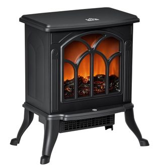 OEM Chimenea El&eacute;ctrica De Pie 750/1500 W Con 2 Niveles De Potencia Efecto Llama &Aacute;rea De Cobertura 15-20 M&sup2; Negro