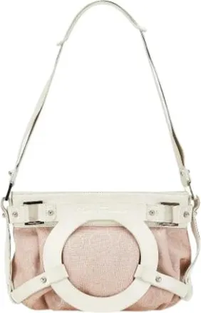 Ferragamo Pre-owned Shoulder Bags, female, Pink, Size: ONE SIZE Pre-owned Canvas Shoulder Bag