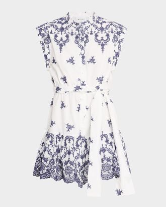 Milly Neelie Floral Eyelet-Embroidered Mini Dress