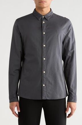 AllSaints Azur Long Sleeve Cotton Button-Up Shirt in Pipe Grey at Nordstrom Rack, Size Xx-Large