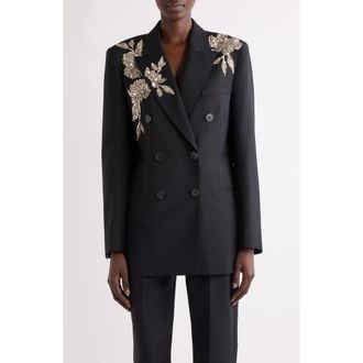 Givenchy Sequin Embellished Slashed Wool & Mohair Jacket in Black at Nordstrom, Size 8 Us