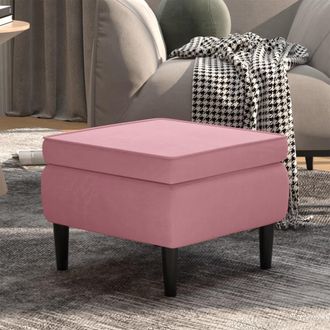 vidaXL Taburete Con Patas De Madera Terciopelo Rosa Vidaxl